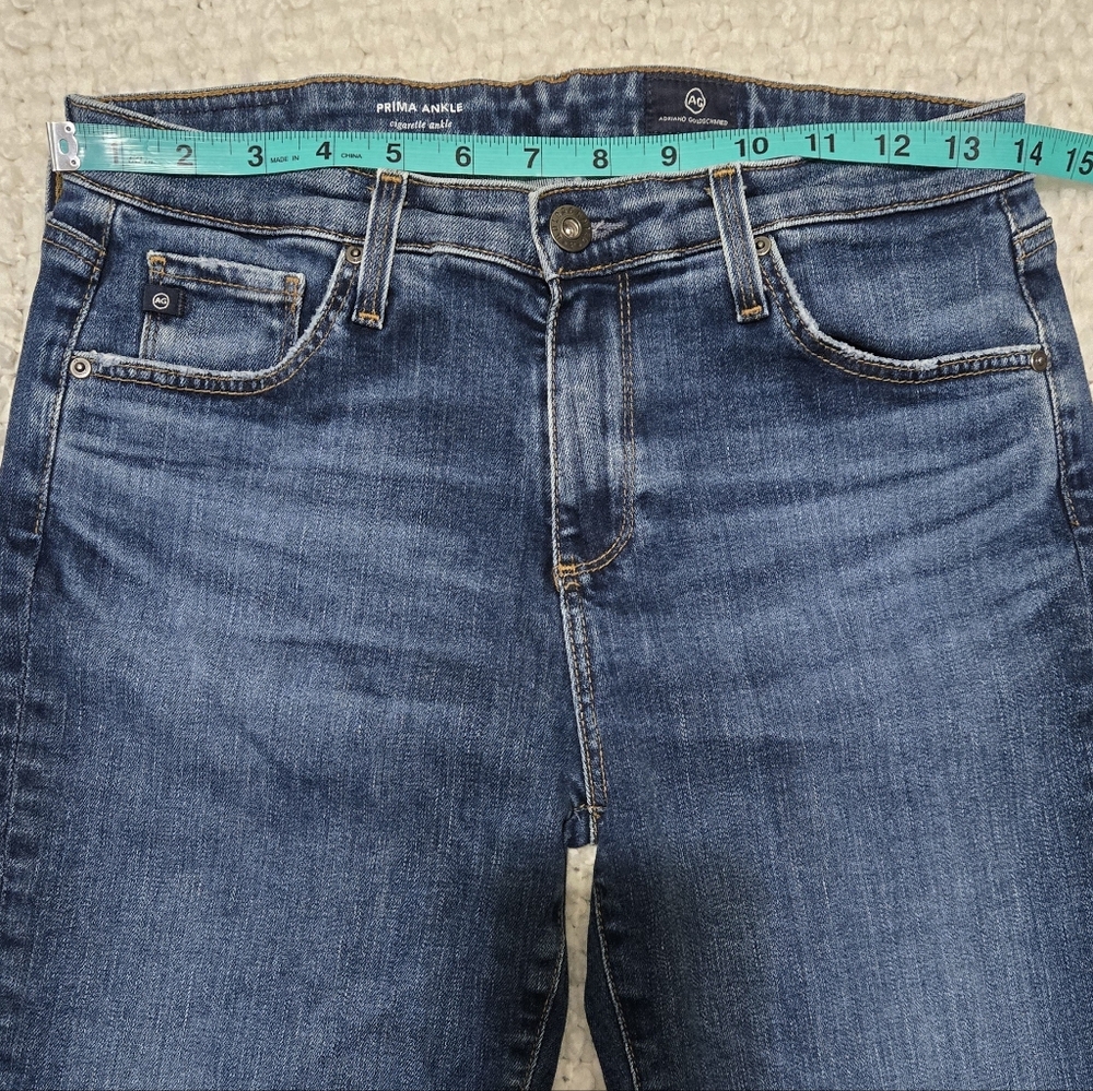 AG Adriano Goldschmied Prima Cigarette Ankle Dark Blue Wash Jeans Size 28R - Picture 10 of 14